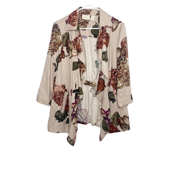 Chico’s Dusty Rose Pink Open Draped Jacket Gathered Back Pockets Size 1 i - Picture 2 of 6